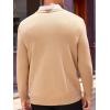 Runcati Mens V Neck Sweater Cable Knit Long Sleeve Casual Ribbed Twisted Pullover Sweaters(Khaki)