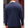 Runcati Mens V Neck Sweater Cable Knit Long Sleeve Casual Ribbed Twisted Pullover Sweaters(Navy Blue)