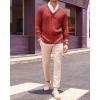 Runcati Mens V Neck Sweater Cable Knit Long Sleeve Casual Ribbed Twisted Pullover Sweaters(Red)