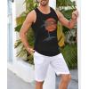 Runcati Mens Workout Tank Tops Gym Sleeveless Shirts Palm Tree Vintage Style T-Shirt(Black)