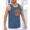 Runcati Mens Workout Tank Tops Gym Sleeveless Shirts Palm Tree Vintage Style T-Shirt(Blue)
