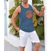 Runcati Mens Workout Tank Tops Gym Sleeveless Shirts Palm Tree Vintage Style T-Shirt(Blue)