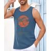 Runcati Mens Workout Tank Tops Gym Sleeveless Shirts Palm Tree Vintage Style T-Shirt(Blue)