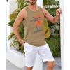 Runcati Mens Workout Tank Tops Gym Sleeveless Shirts Palm Tree Vintage Style T-Shirt(Khaki)