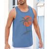 Runcati Mens Workout Tank Tops Gym Sleeveless Shirts Palm Tree Vintage Style T-Shirt(Light Blue)