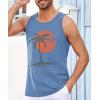 Runcati Mens Workout Tank Tops Gym Sleeveless Shirts Palm Tree Vintage Style T-Shirt(Light Blue)