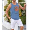Runcati Mens Workout Tank Tops Gym Sleeveless Shirts Palm Tree Vintage Style T-Shirt(Light Blue)
