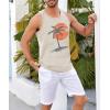 Runcati Mens Workout Tank Tops Gym Sleeveless Shirts Palm Tree Vintage Style T-Shirt(Light Grey)