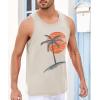 Runcati Mens Workout Tank Tops Gym Sleeveless Shirts Palm Tree Vintage Style T-Shirt(Light Grey)