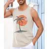 Runcati Mens Workout Tank Tops Gym Sleeveless Shirts Palm Tree Vintage Style T-Shirt(Light Grey)