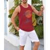Runcati Mens Workout Tank Tops Gym Sleeveless Shirts Palm Tree Vintage Style T-Shirt(Red)