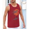 Runcati Mens Workout Tank Tops Gym Sleeveless Shirts Palm Tree Vintage Style T-Shirt(Red)