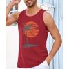 Runcati Mens Workout Tank Tops Gym Sleeveless Shirts Palm Tree Vintage Style T-Shirt(Red)
