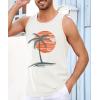 Runcati Mens Workout Tank Tops Gym Sleeveless Shirts Palm Tree Vintage Style T-Shirt(White)