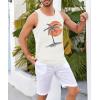 Runcati Mens Workout Tank Tops Gym Sleeveless Shirts Palm Tree Vintage Style T-Shirt(White)