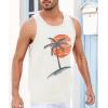 Runcati Mens Workout Tank Tops Gym Sleeveless Shirts Palm Tree Vintage Style T-Shirt(White)