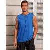 Runcati Mens Workout Tank Tops Sleeveless Casual Crewneck Beach T Shirt Muscle Athletic Gym Running Tee(Blue)