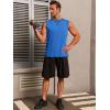 Runcati Mens Workout Tank Tops Sleeveless Casual Crewneck Beach T Shirt Muscle Athletic Gym Running Tee(Blue)