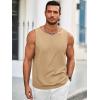 Runcati Mens Workout Tank Tops Sleeveless Casual Waffle T Shirts Gym Muscle Summer Beach Tee Shirt(Khaki)