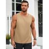 Runcati Mens Workout Tank Tops Sleeveless Casual Waffle T Shirts Gym Muscle Summer Beach Tee Shirt(Khaki)