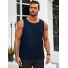 Runcati Mens Workout Tank Tops Sleeveless Casual Waffle T Shirts Gym Muscle Summer Beach Tee Shirt(Navy Blue)