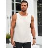 Runcati Mens Workout Tank Tops Sleeveless Casual Waffle T Shirts Gym Muscle Summer Beach Tee Shirt(White)