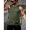 Runcati Mens Workout Tank Tops Summer Gym Muscle Ribbed Sleeveless Henley Shirt Casual Knitted Slim Fit Beach Tee(Army Green)