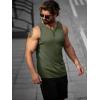Runcati Mens Workout Tank Tops Summer Gym Muscle Ribbed Sleeveless Henley Shirt Casual Knitted Slim Fit Beach Tee(Army Green)