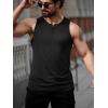 Runcati Mens Workout Tank Tops Summer Gym Muscle Ribbed Sleeveless Henley Shirt Casual Knitted Slim Fit Beach Tee(Black)