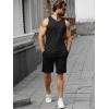 Runcati Mens Workout Tank Tops Summer Gym Muscle Ribbed Sleeveless Henley Shirt Casual Knitted Slim Fit Beach Tee(Black)