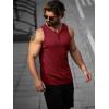 Runcati Mens Workout Tank Tops Summer Gym Muscle Ribbed Sleeveless Henley Shirt Casual Knitted Slim Fit Beach Tee(Burgundy)