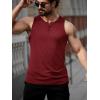 Runcati Mens Workout Tank Tops Summer Gym Muscle Ribbed Sleeveless Henley Shirt Casual Knitted Slim Fit Beach Tee(Burgundy)