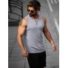 Runcati Mens Workout Tank Tops Summer Gym Muscle Ribbed Sleeveless Henley Shirt Casual Knitted Slim Fit Beach Tee(Light Grey)