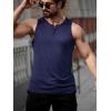 Runcati Mens Workout Tank Tops Summer Gym Muscle Ribbed Sleeveless Henley Shirt Casual Knitted Slim Fit Beach Tee(Navy)
