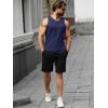 Runcati Mens Workout Tank Tops Summer Gym Muscle Ribbed Sleeveless Henley Shirt Casual Knitted Slim Fit Beach Tee(Navy)