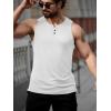 Runcati Mens Workout Tank Tops Summer Gym Muscle Ribbed Sleeveless Henley Shirt Casual Knitted Slim Fit Beach Tee(White)