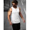 Runcati Mens Workout Tank Tops Summer Gym Muscle Ribbed Sleeveless Henley Shirt Casual Knitted Slim Fit Beach Tee(White)