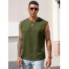 Runcati Men’s Workout Tank Tops Waffle Casual Sleeveless T Shirts Gym Cut Off Beach Summer Tee(Army Green)