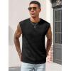 Runcati Men’s Workout Tank Tops Waffle Casual Sleeveless T Shirts Gym Cut Off Beach Summer Tee(Black)
