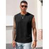 Runcati Men’s Workout Tank Tops Waffle Casual Sleeveless T Shirts Gym Cut Off Beach Summer Tee(Black)