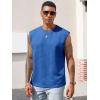 Runcati Men’s Workout Tank Tops Waffle Casual Sleeveless T Shirts Gym Cut Off Beach Summer Tee(Blue)