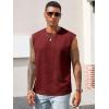 Runcati Men’s Workout Tank Tops Waffle Casual Sleeveless T Shirts Gym Cut Off Beach Summer Tee(Burgundy)