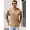 Runcati Men’s Workout Tank Tops Waffle Casual Sleeveless T Shirts Gym Cut Off Beach Summer Tee(Khaki)