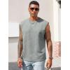 Runcati Men’s Workout Tank Tops Waffle Casual Sleeveless T Shirts Gym Cut Off Beach Summer Tee(Light Grey)