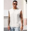 Runcati Men’s Workout Tank Tops Waffle Casual Sleeveless T Shirts Gym Cut Off Beach Summer Tee(White)