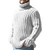 Mens Sweaters Turtleneck Cable Knitted Pullover Long Sleeve Slim Fit Chunky Casual Fall Winter Warm Cardigans(White)