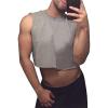 Mens Workout Cropped Tank Top Plain Vest Lightweight Basic Sleeveless Crop Tops Hot Shirts(Gray)