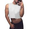 Mens Workout Cropped Tank Top Plain Vest Lightweight Basic Sleeveless Crop Tops Hot Shirts(White)