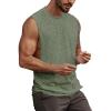 Mens Workout Cut Off Shirts Perfect Muscle Shirt Bodybuilding Tak Tops Sleeveless Gym T Shirts(Army Green)