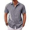 Runcati Mens Button Down Shirt Short Sleeve Casual Summer Beach Wedding Tops(Dark Gray)